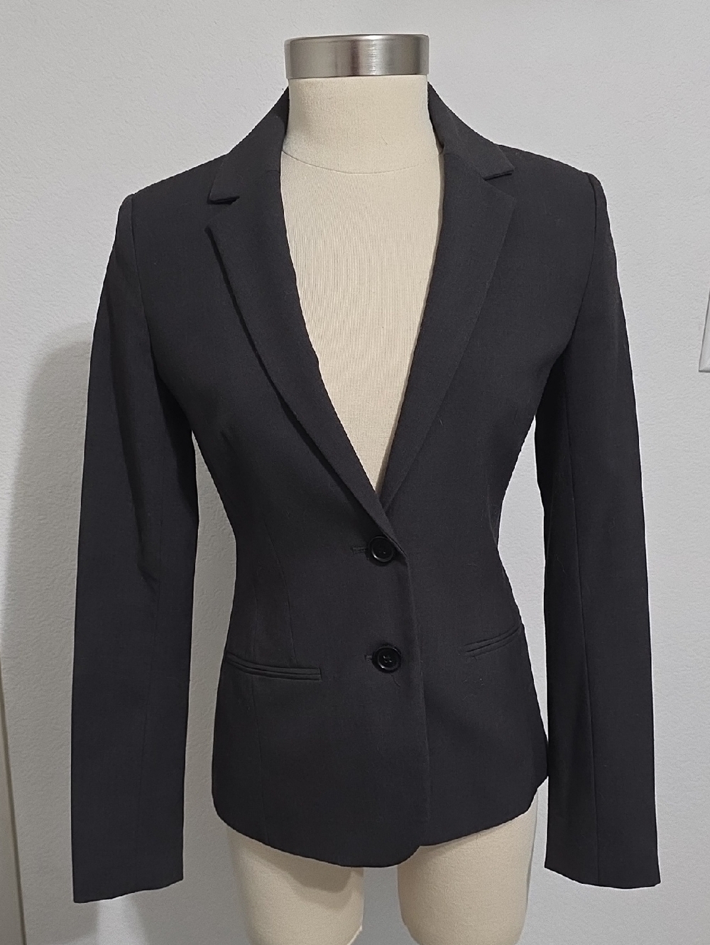 Anne Klein Charcoal Tailored Two Button Blazer
